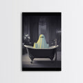 Funny Ghost In a Bathtub Halloween Decor, Halloween Art Canvas Print, Spooky Ghost Wall Art, Fall Decoration, Halloween wall decor