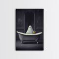Ghost Bathroom Canvas, Dark Romantic Ghost Standing in Bathroom Creepy,  Ghost in the Bath tub Wall Art Halloween Canvas, Funny Halloween