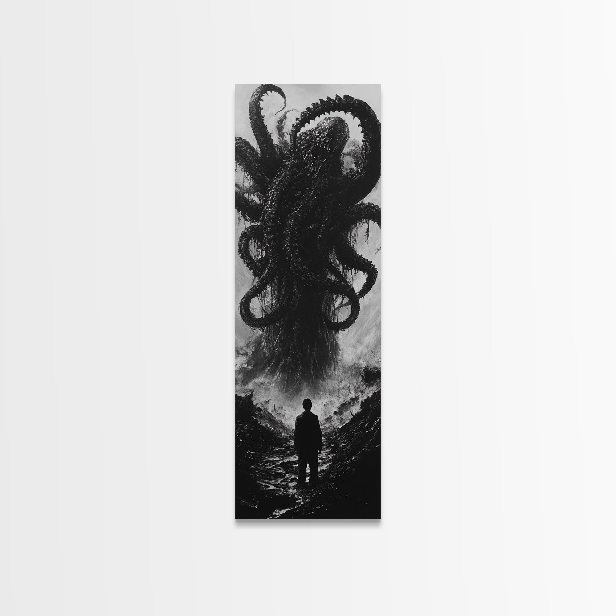 Cosmic Horror Wall Art Framed Canvas, Cthulu Painting, Lovecraftian Style Horror Painting, Horror Decor, Halloween Wall Art, Clearance Art