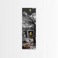 Haunted Cabin, Yellow Light, Full Moon, Framed Canvas Print, Halloween Wall Art, Gothic Decor, Spooky Home Accent, Fall Vibes