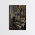 Halloween Skeleton Playing the Organ in Gothic Church - Creepy Skeleton Musician in Haunted Cathedral - Halloween Art Print - Gothic Decor