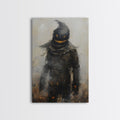 Scarecrow with Glowing Eyes in Dark Field, Framed Canvas Print, Halloween Scarecrow Art, Spooky Farm Decor, Creepy Harvest Illustration