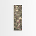 Hauntingly Beautiful Floating Skulls on Tall Vertical Canvas Print Featuring Japanese Ghostly Art in Eerie Style