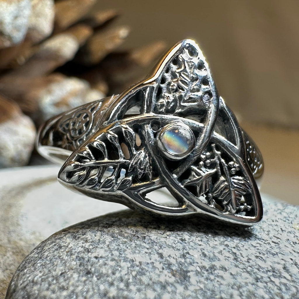 Oak Ash Thorn Moonstone Ring in Sterling Silver