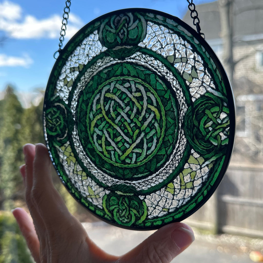 Emerald Green Celtic Knot Suncatcher