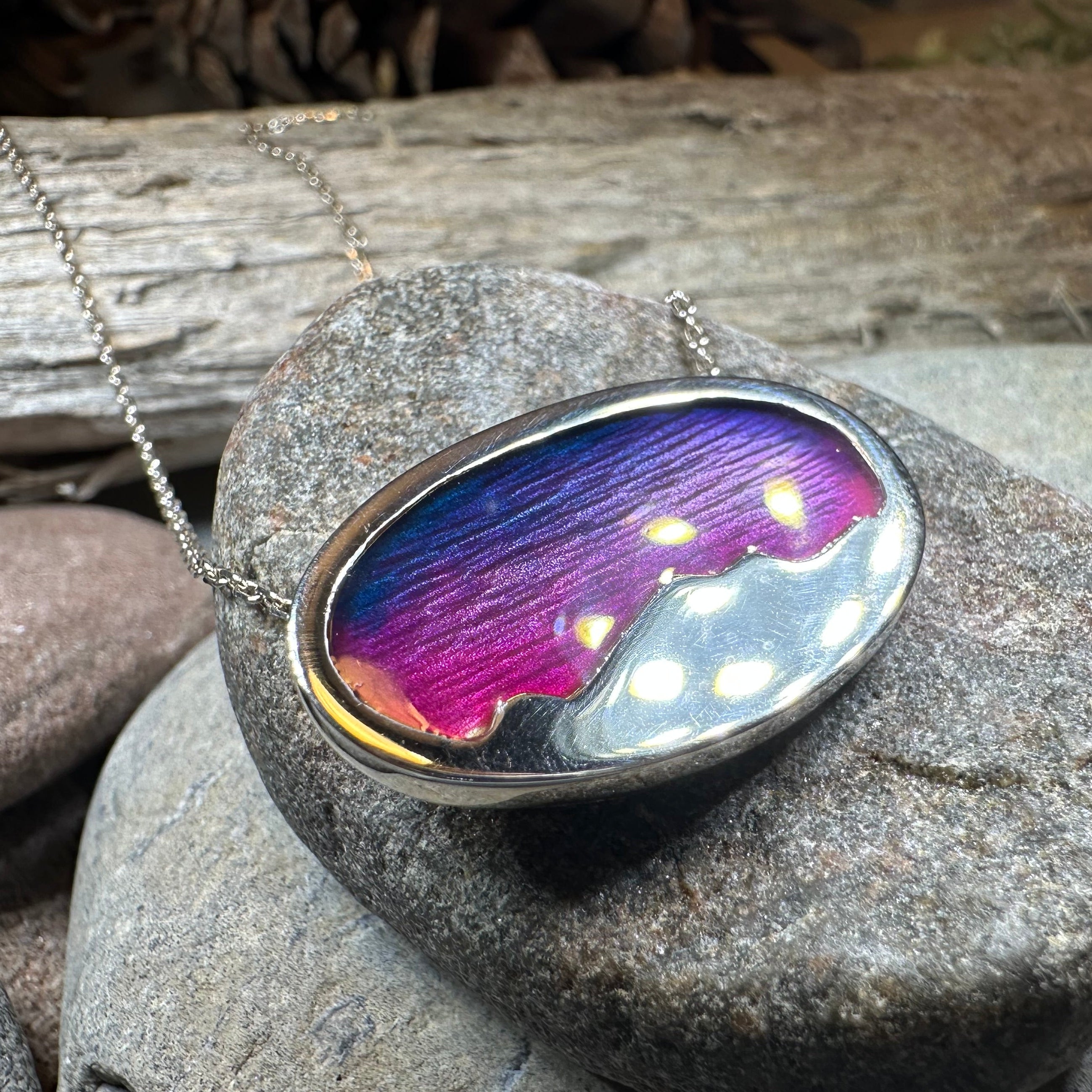 Purple Skies Northern Lights Necklace - Handmade in Scotland