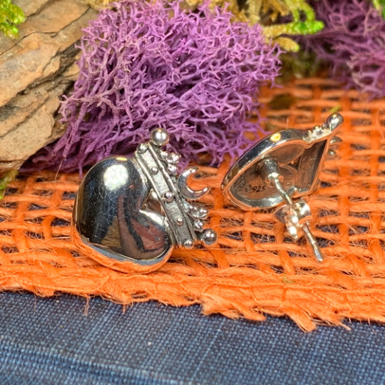 Celtic Irish Claddagh Post Earrings