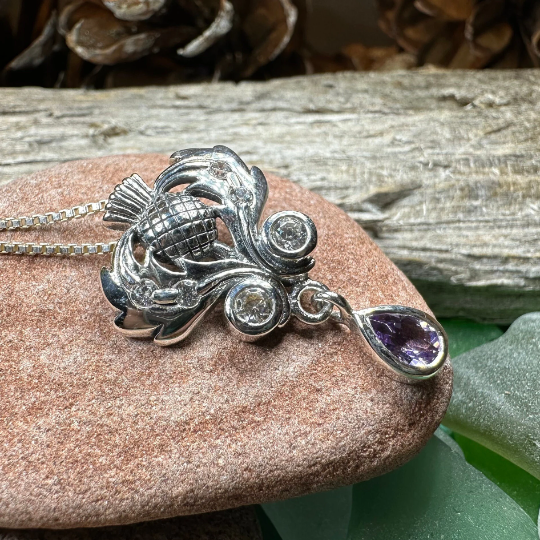 Scottish Aberdeen Thistle Necklace in Sterling Silver