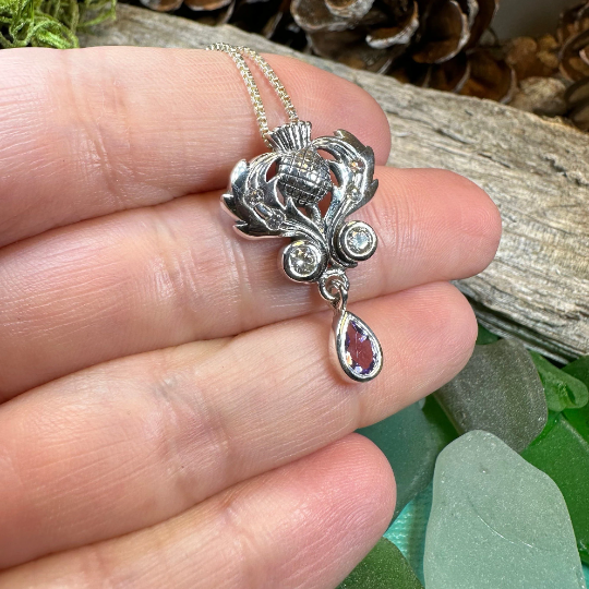Scottish Aberdeen Thistle Necklace in Sterling Silver
