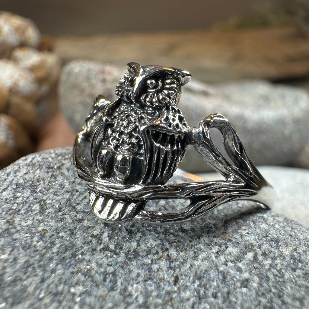 Hollie Owl Ring in Sterling Silver