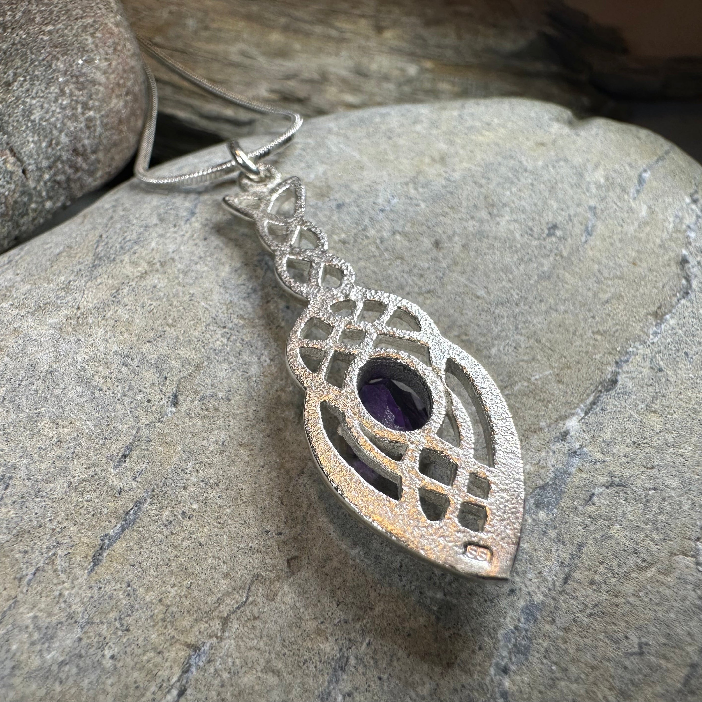 Georgina Celtic Knot Amethyst Necklace - Handmade in Scotland