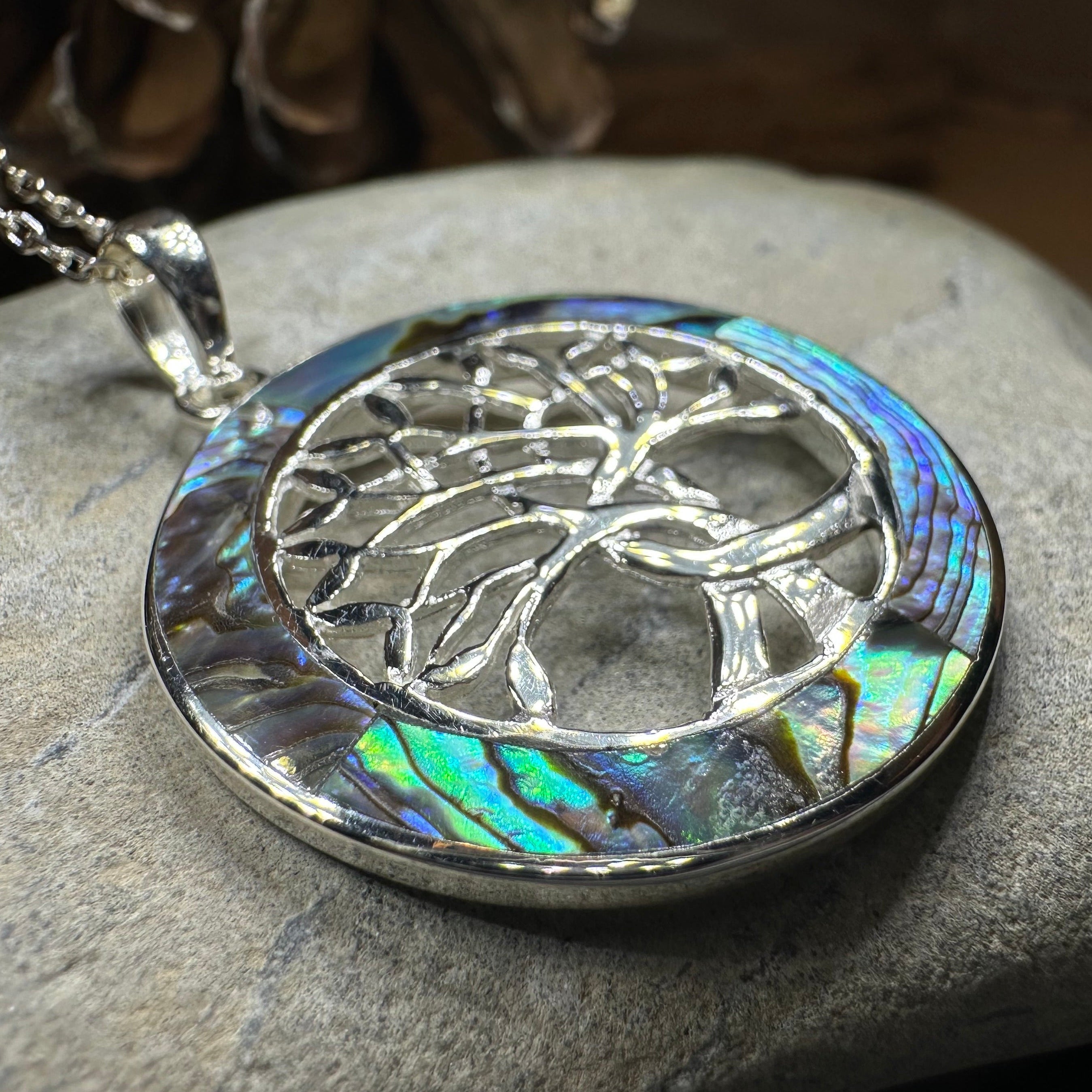 Carmina Tree of Life Shell Necklace in Sterling Silver
