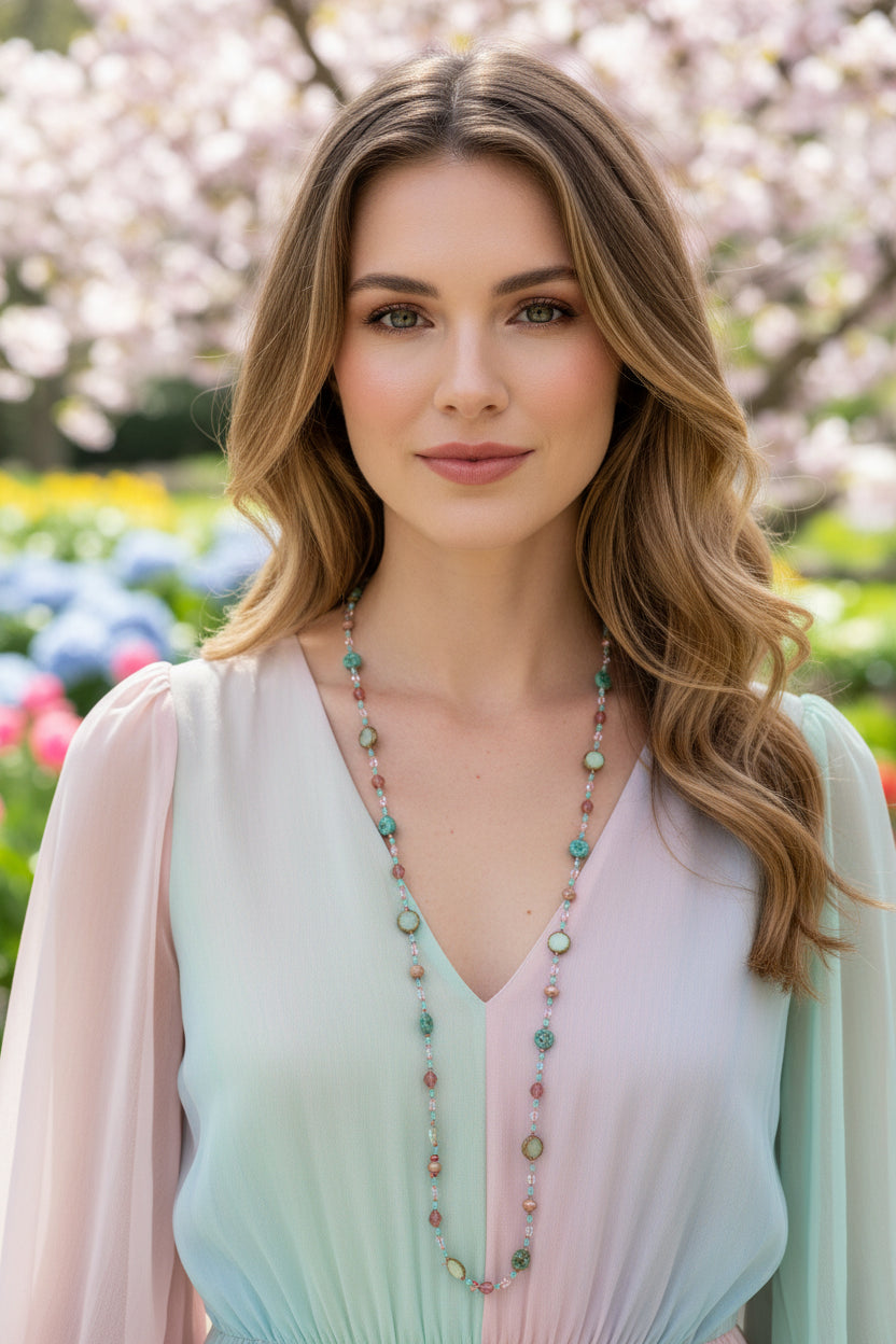 Pink Beach Blossom Long Necklace