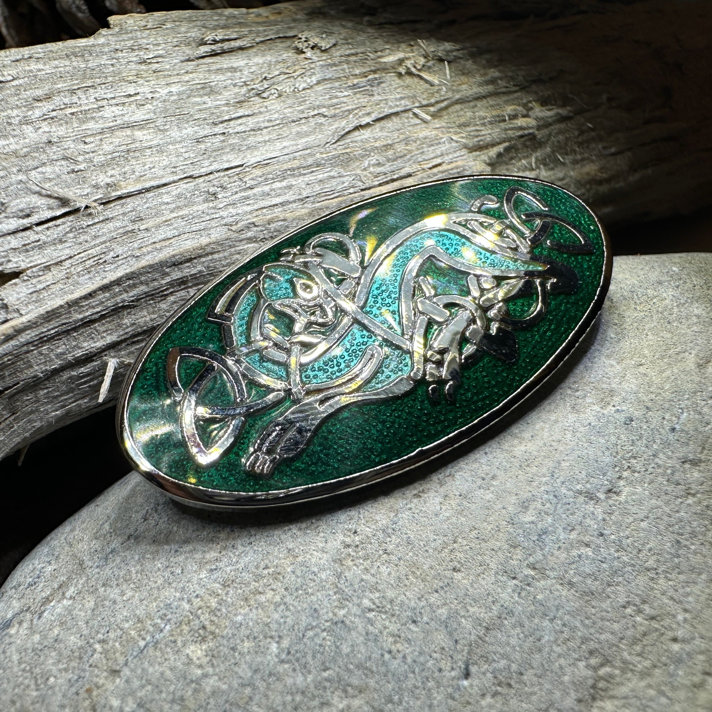 Enamel Celtic Dragon Pin — Mythic Jewelry