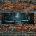 An Abandoned Insane Asylum, Canvas Print Framed Halloween Art, Spooky Decor Panoramic Halloween Art, Halloween Wall Art, Halloween Art Print