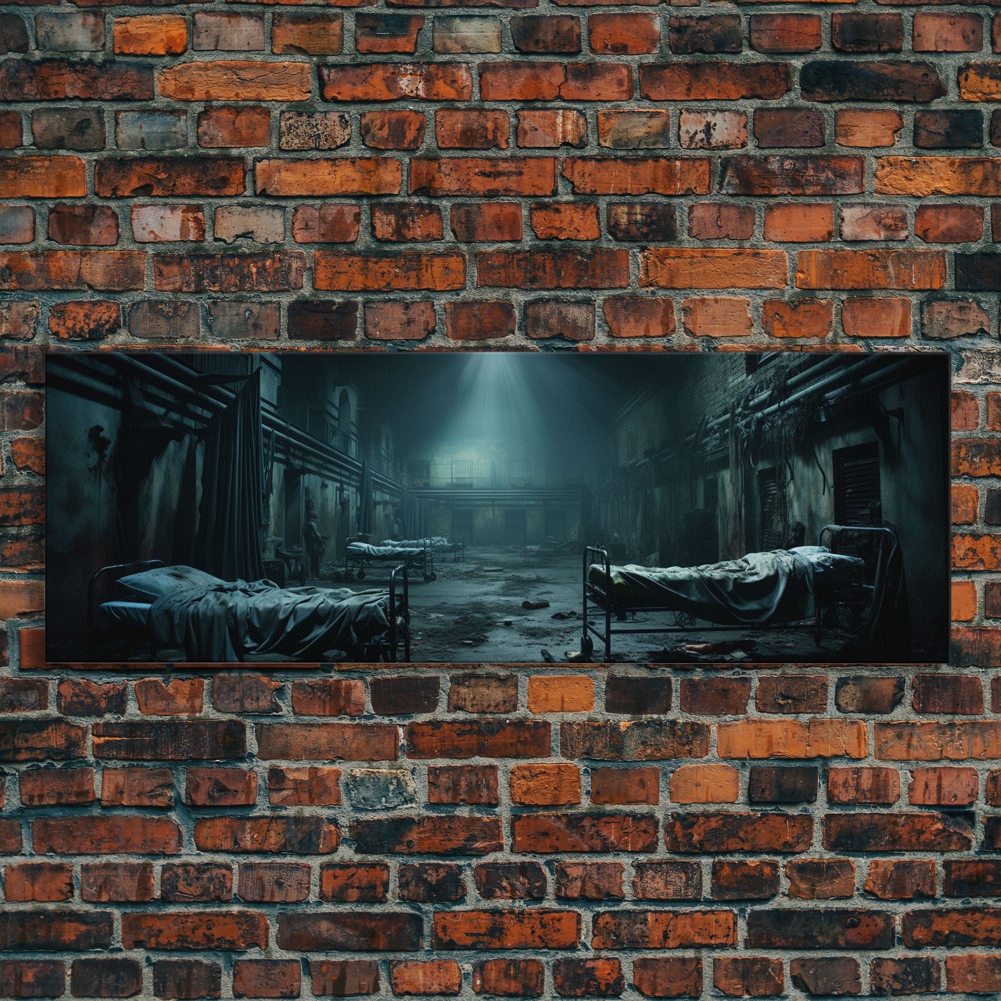 An Abandoned Insane Asylum, Canvas Print Framed Halloween Art, Spooky Decor Panoramic Halloween Art, Halloween Wall Art, Halloween Art Print