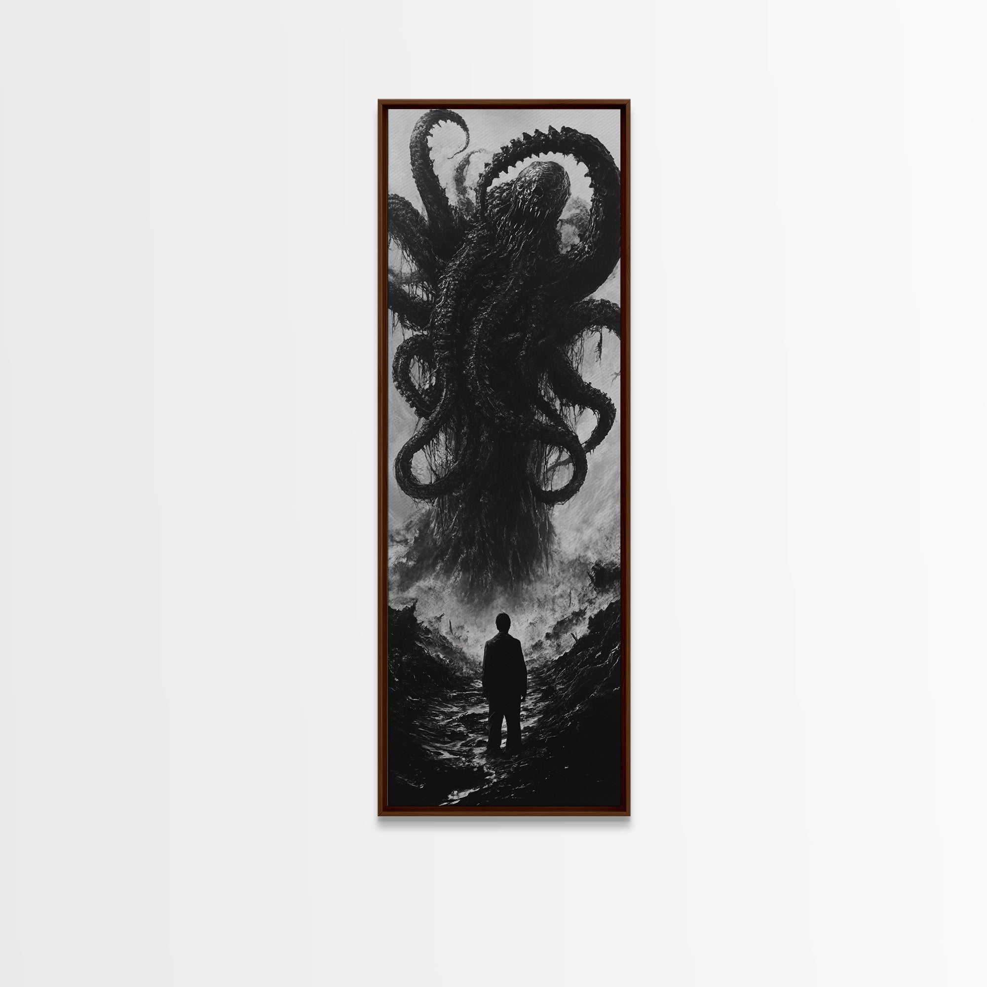 Cosmic Horror Wall Art Framed Canvas, Cthulu Painting, Lovecraftian Style Horror Painting, Horror Decor, Halloween Wall Art, Clearance Art