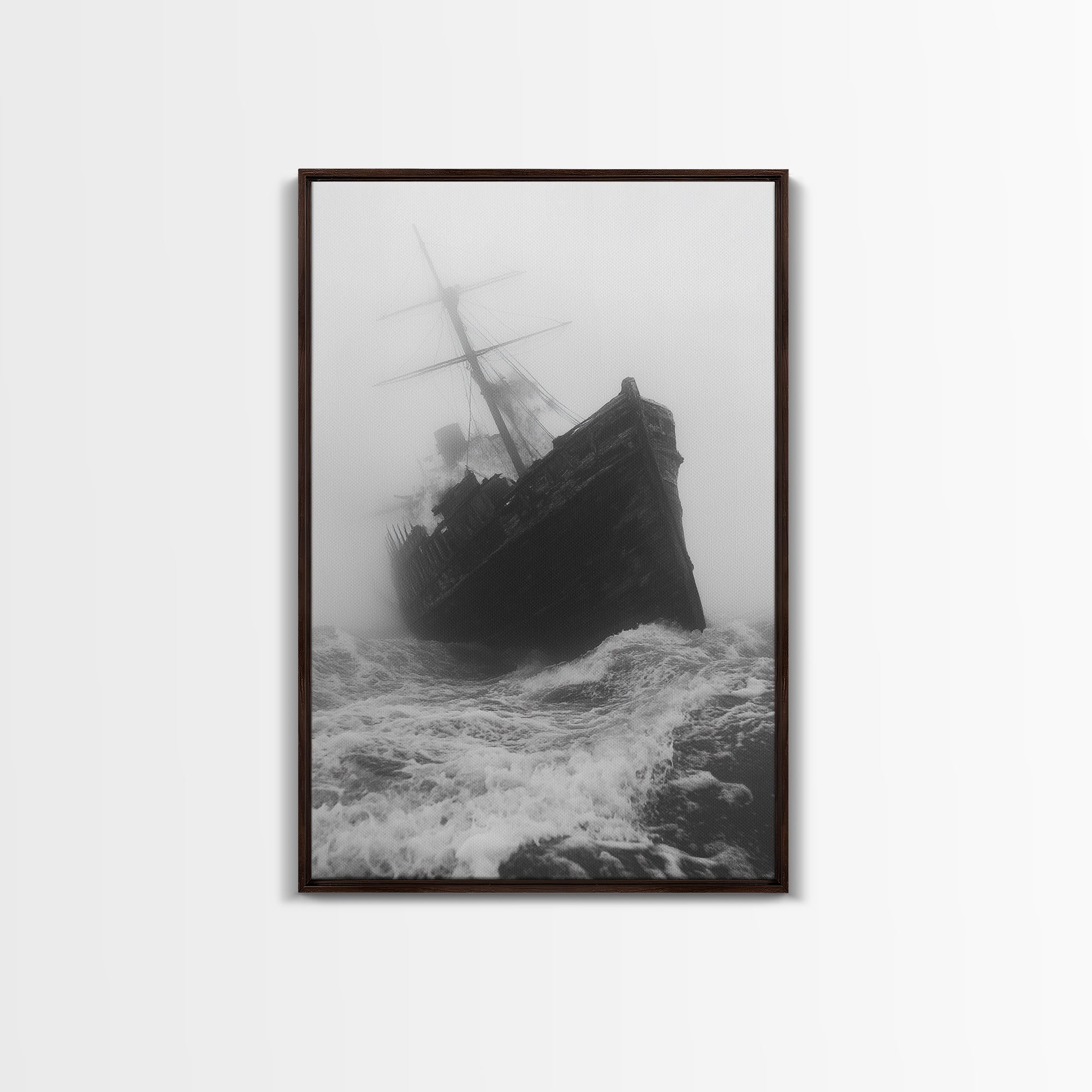 Haunted Ship, Foggy Sea, Maritime Ghost, Canvas Print, Nautical Wall Art, Pirate Ship Aesthetic, Halloween or Fall Home Decor
