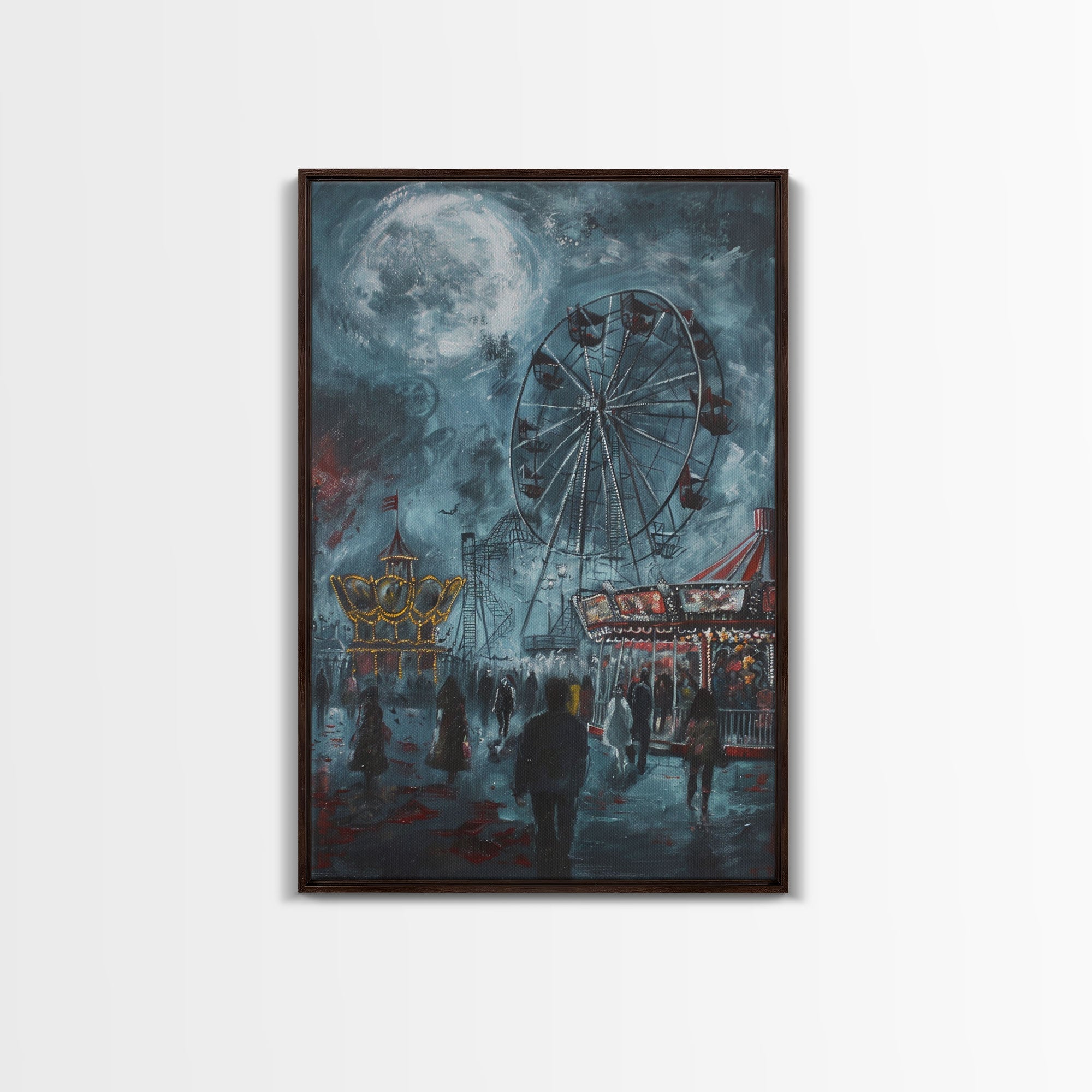 Eerie Carnival, Halloween Art, Spooky Wall Decor, Framed Canvas Print, Creepy Art, Halloween Wall Decor, Seasonal Wall Art, Scary Artwork