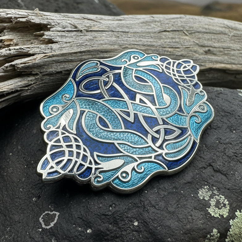 Celtic Dragon Enamel Brooch