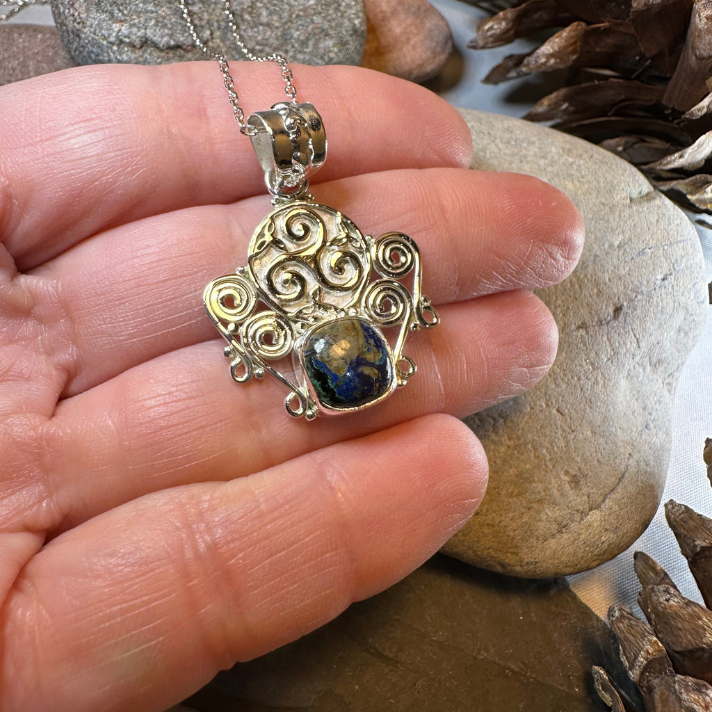 Lyria Celtic Triple Spiral Necklace in Sterling Silver