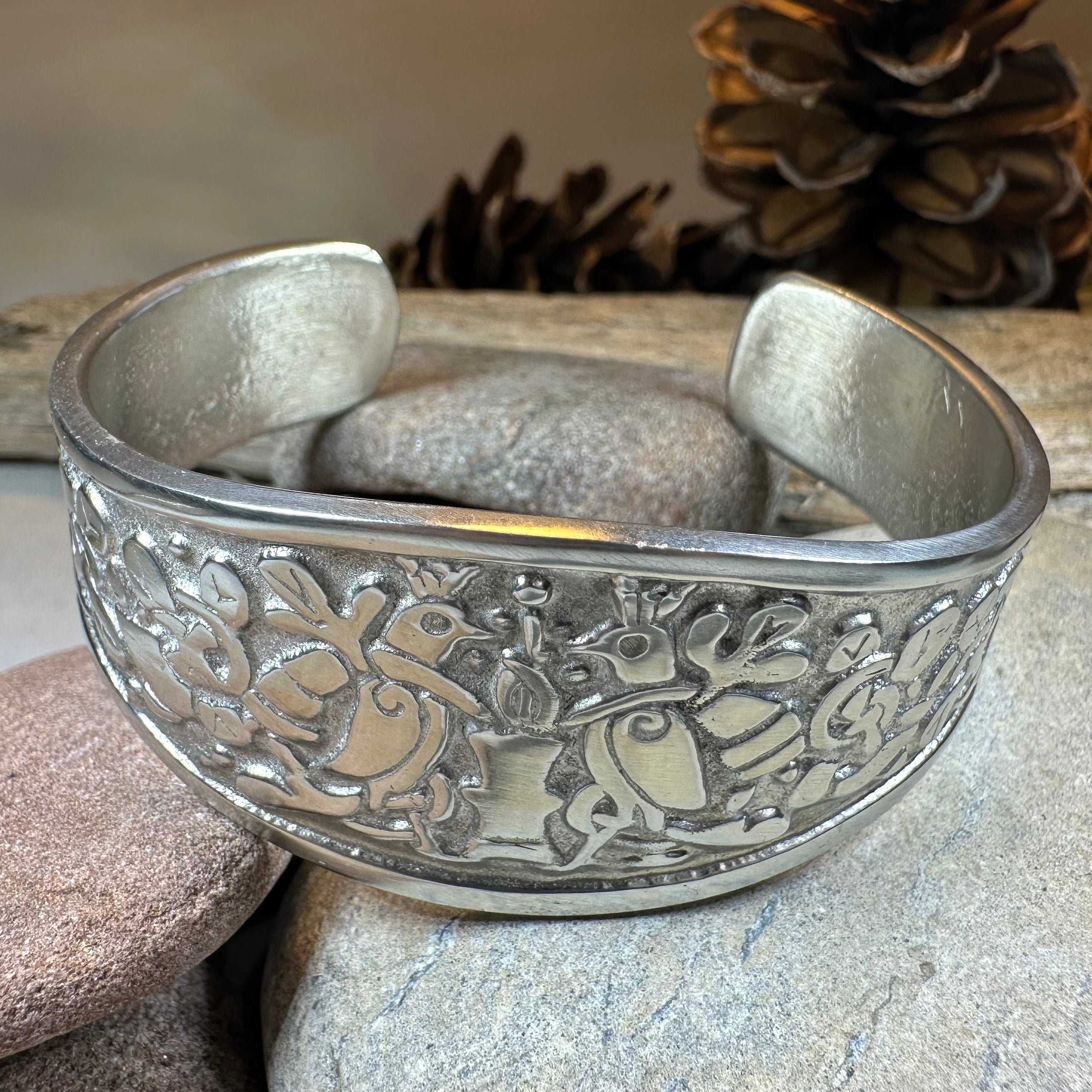 Celtic Love Birds Cuff Bracelet - Handmade in Scotland