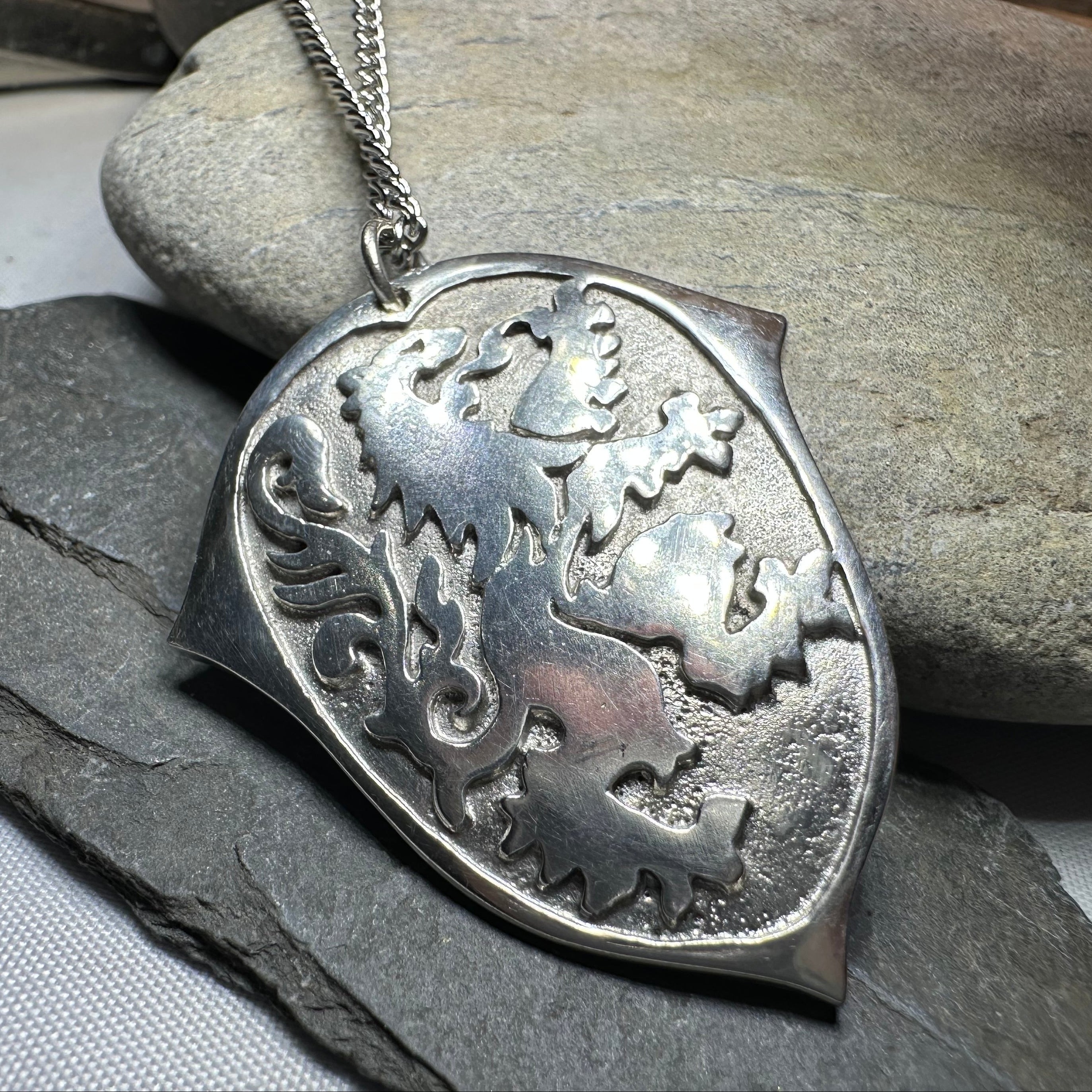 Pewter Lion of Scotland Necklace - Handmade in Scotland
