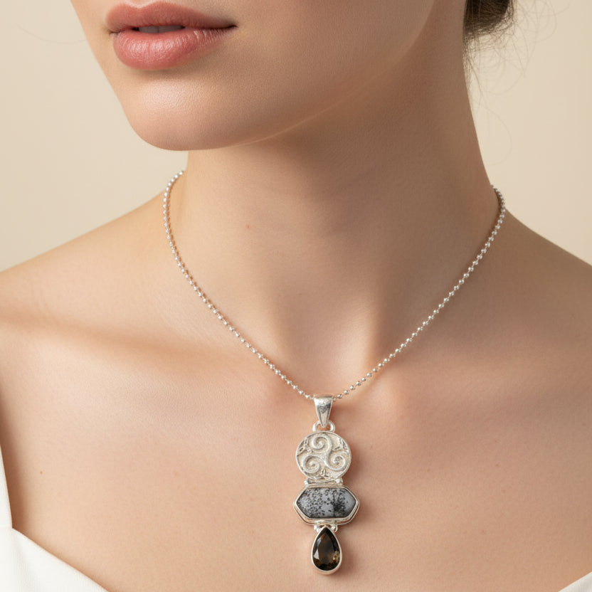 Abria Celtic Spiral Necklace in Sterling Silver