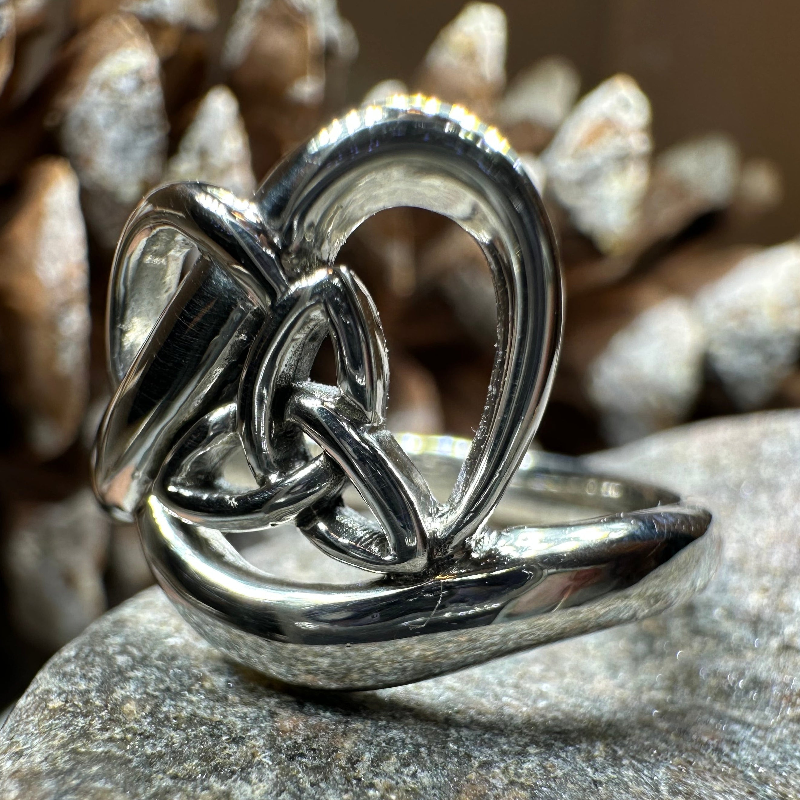 Celtic Trinity Knot Heart Ring in Sterling Silver