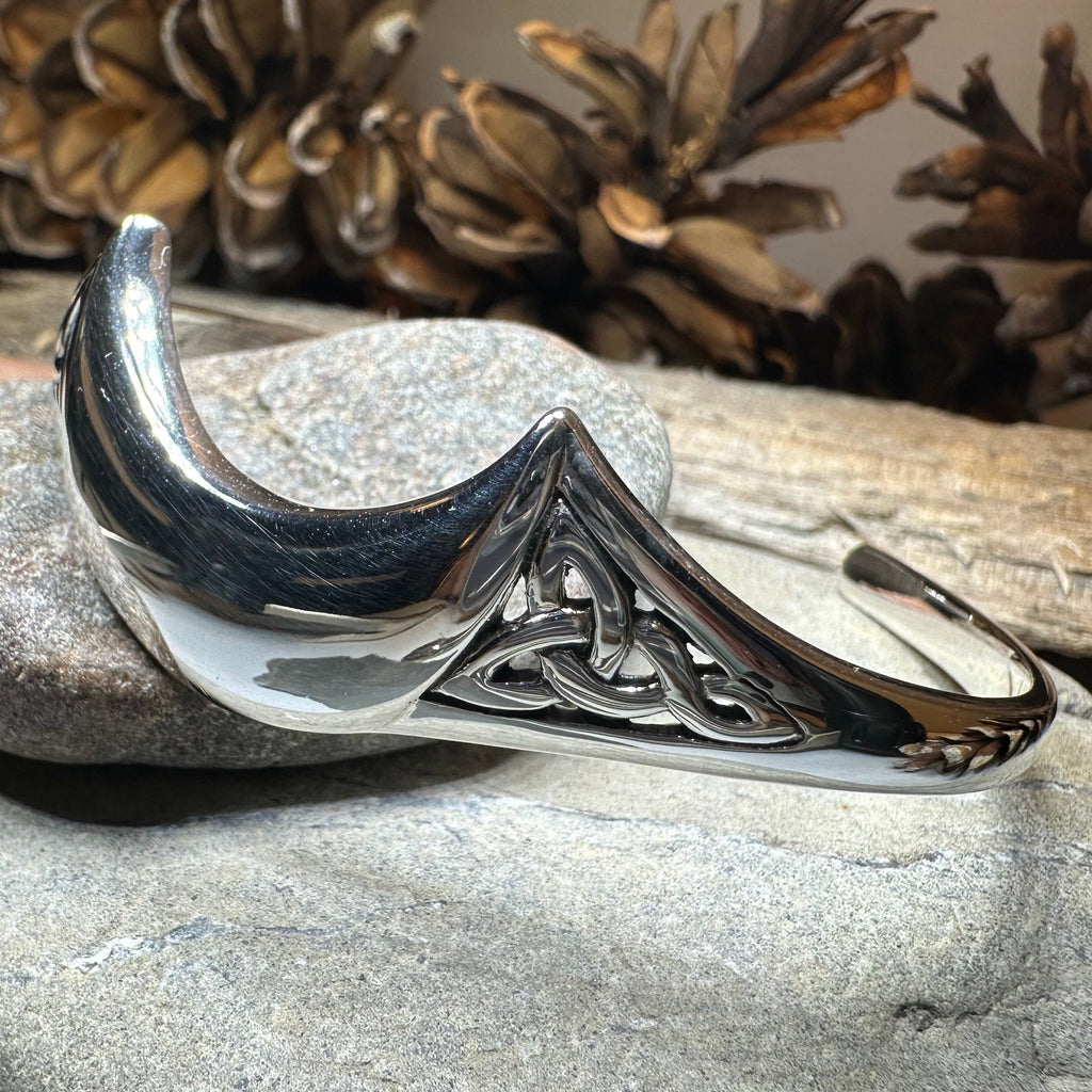 Lucina Celtic Moon Cuff Bracelet in Sterling Silver