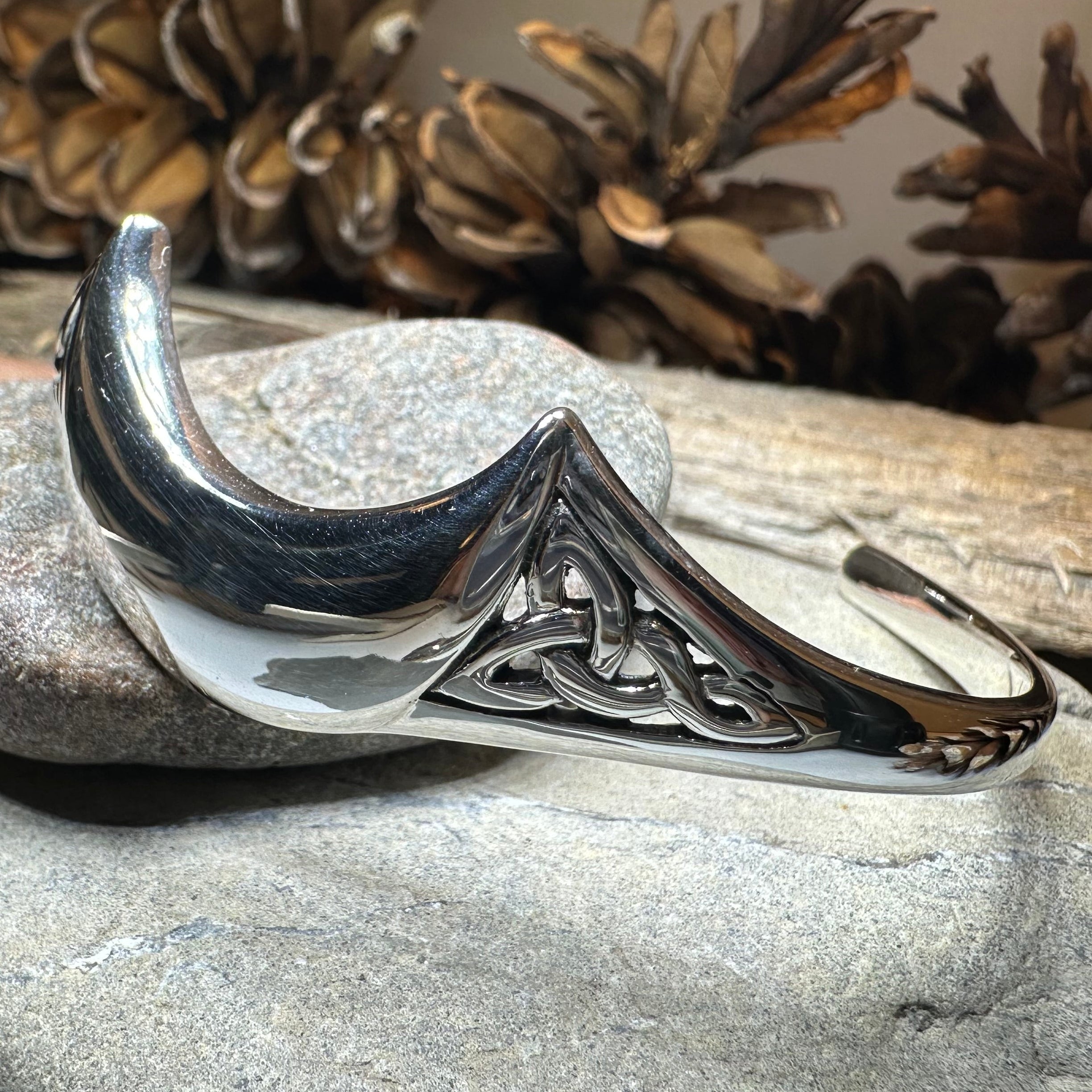 Lucina Celtic Moon Cuff Bracelet in Sterling Silver