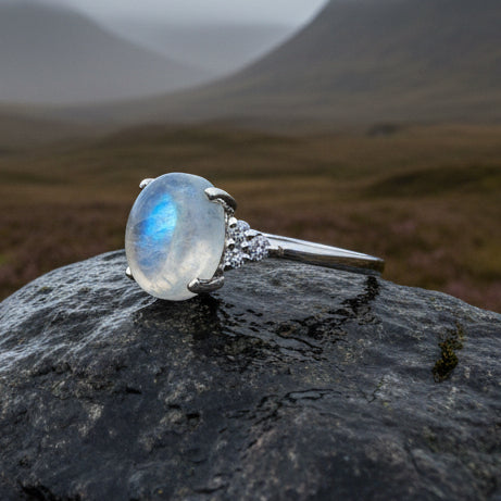 Winter Dawn Moonstone Ring in Sterling Silver
