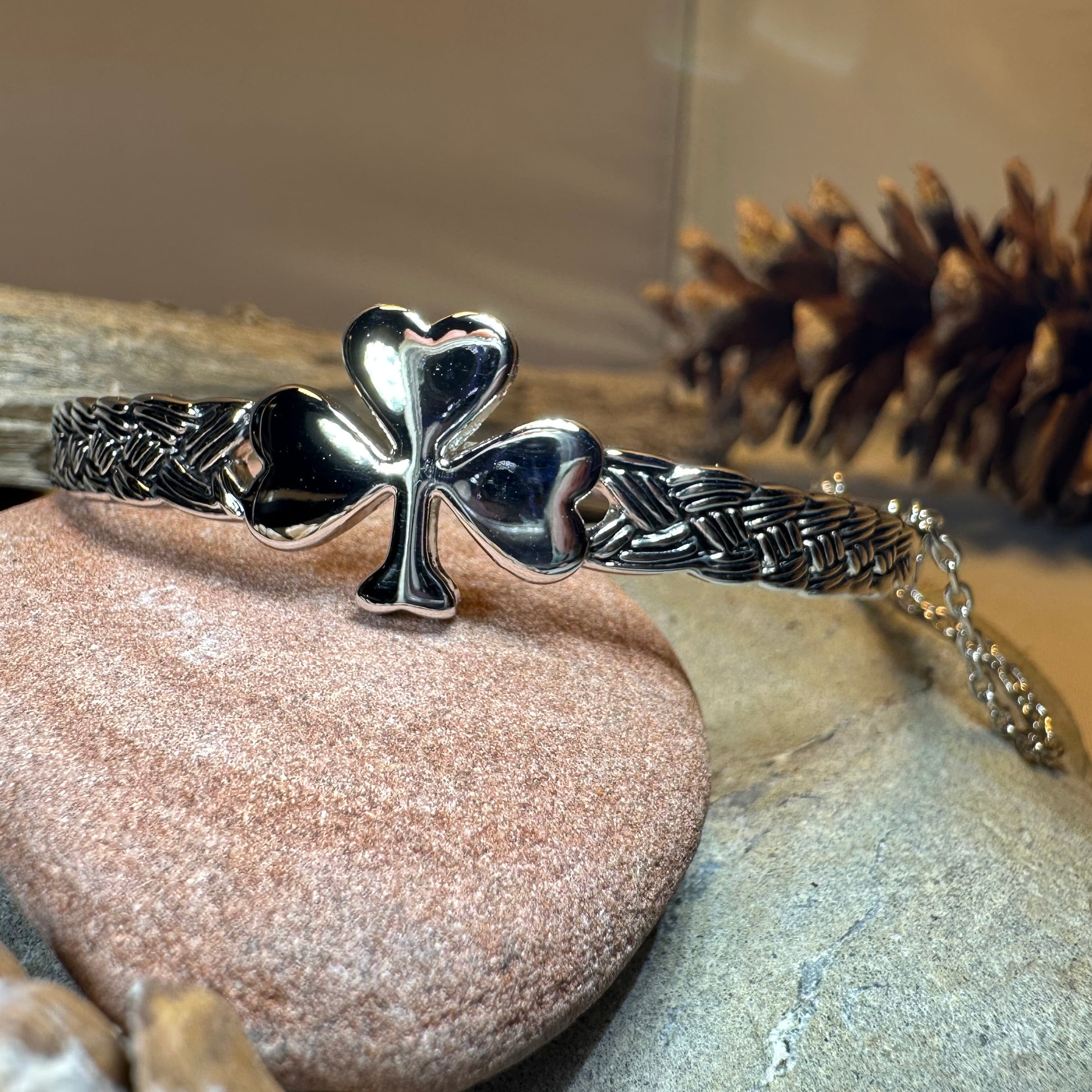 Irish Shamrock Bangle Bracelet