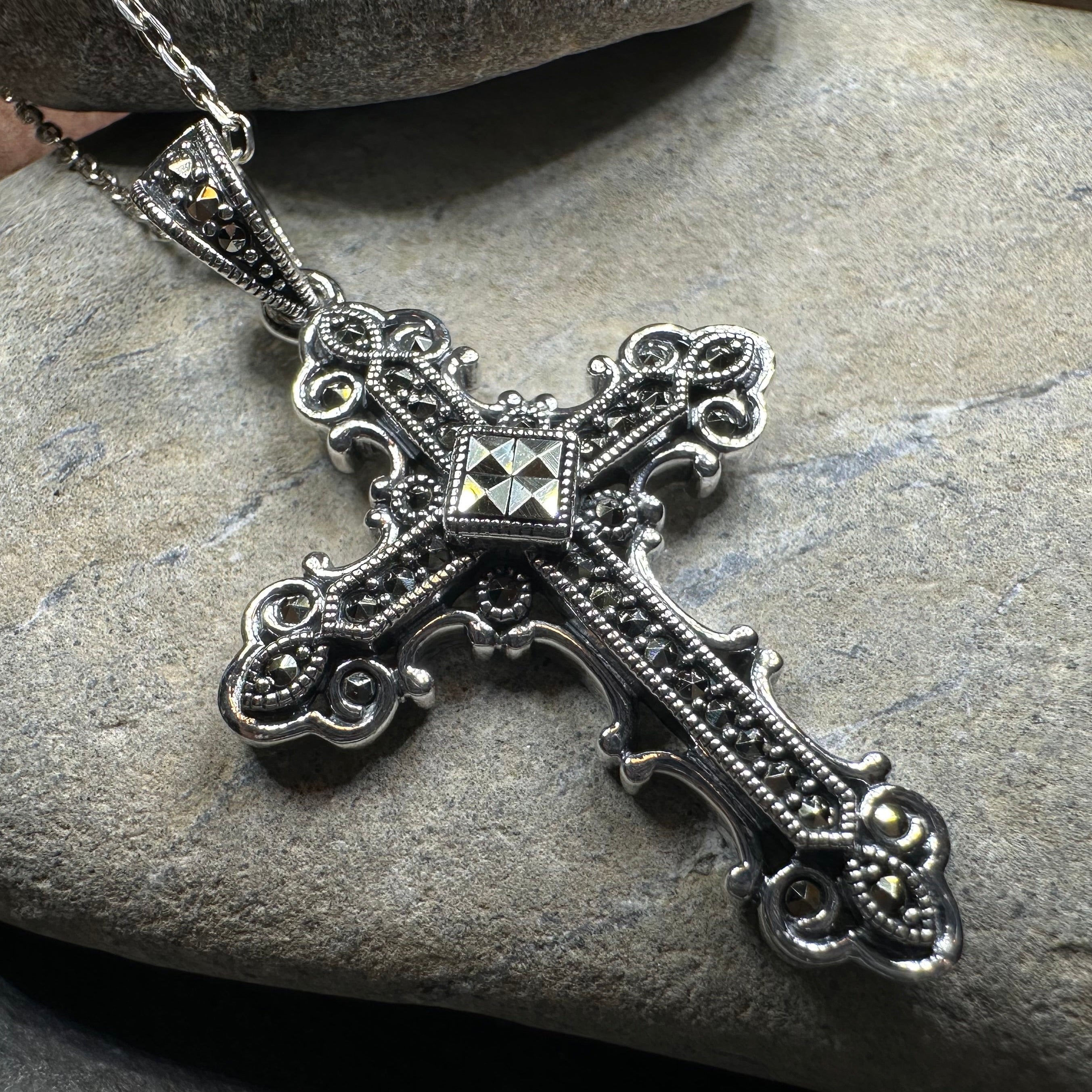Jehanne Marcasite Cross Necklace