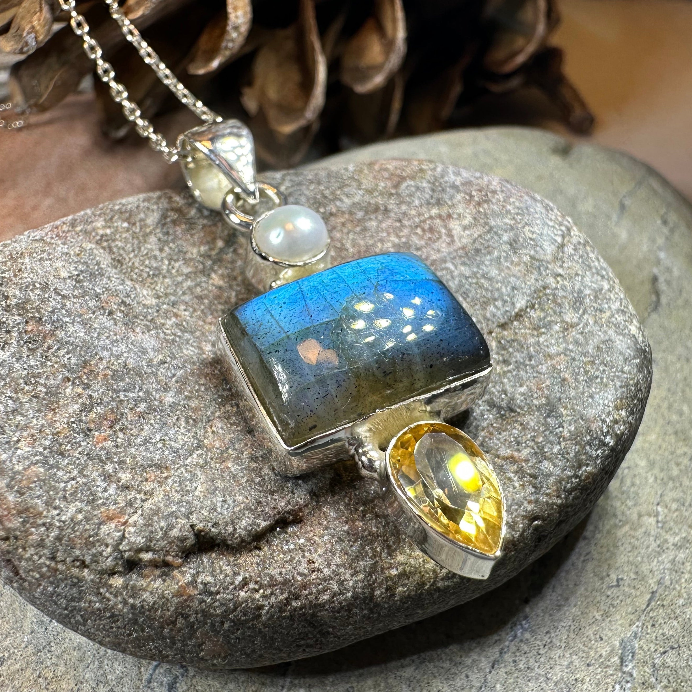 Citrine Blue Labradorite Necklace