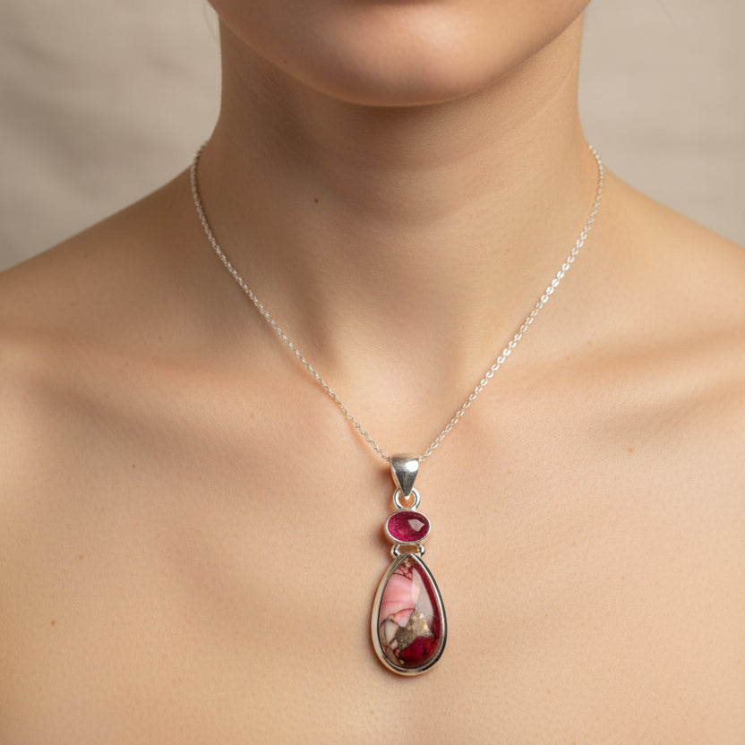 Dahlia Turquoise Necklace in Sterling Silver