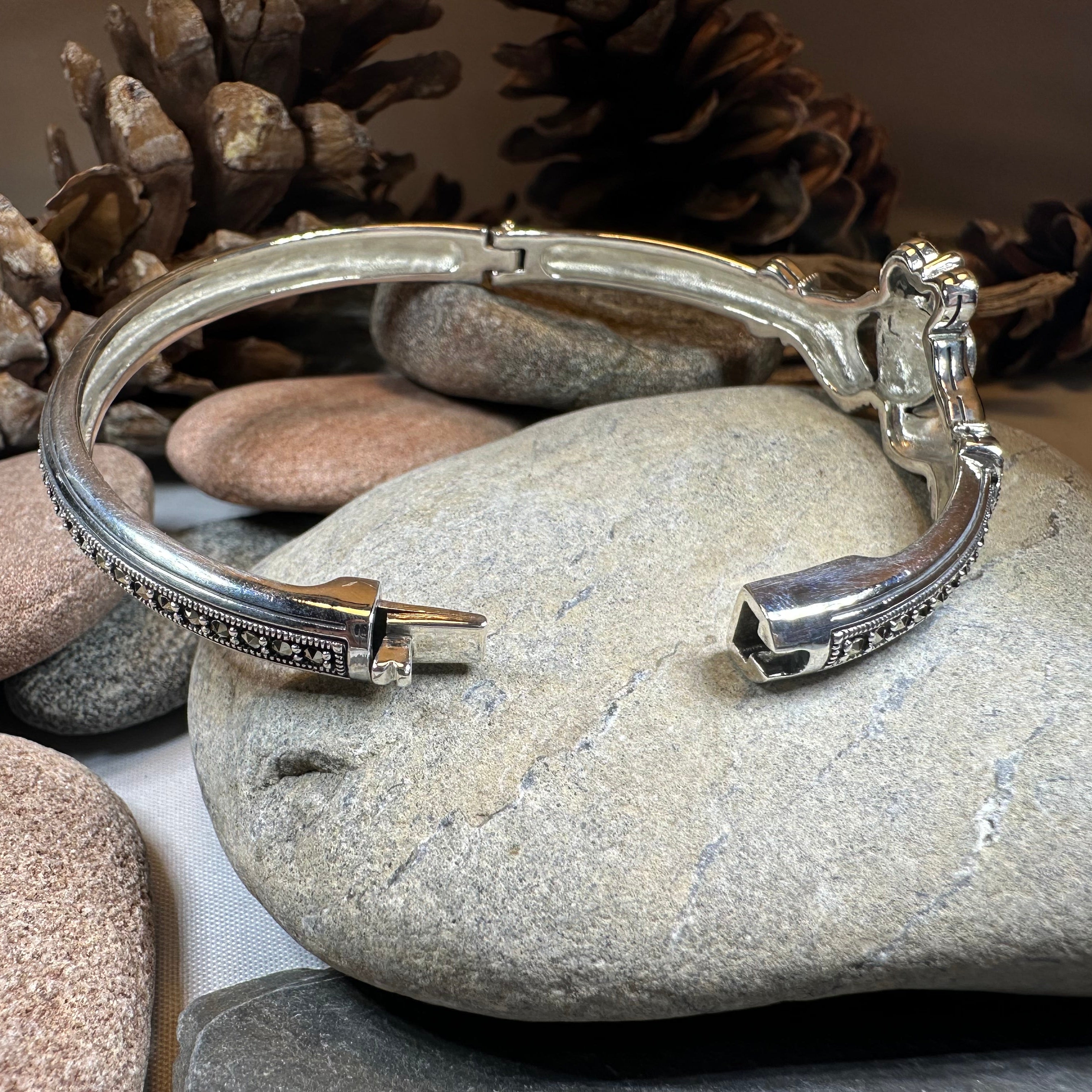 Galway Irish Claddagh Marcasite Bracelet in Sterling Silver