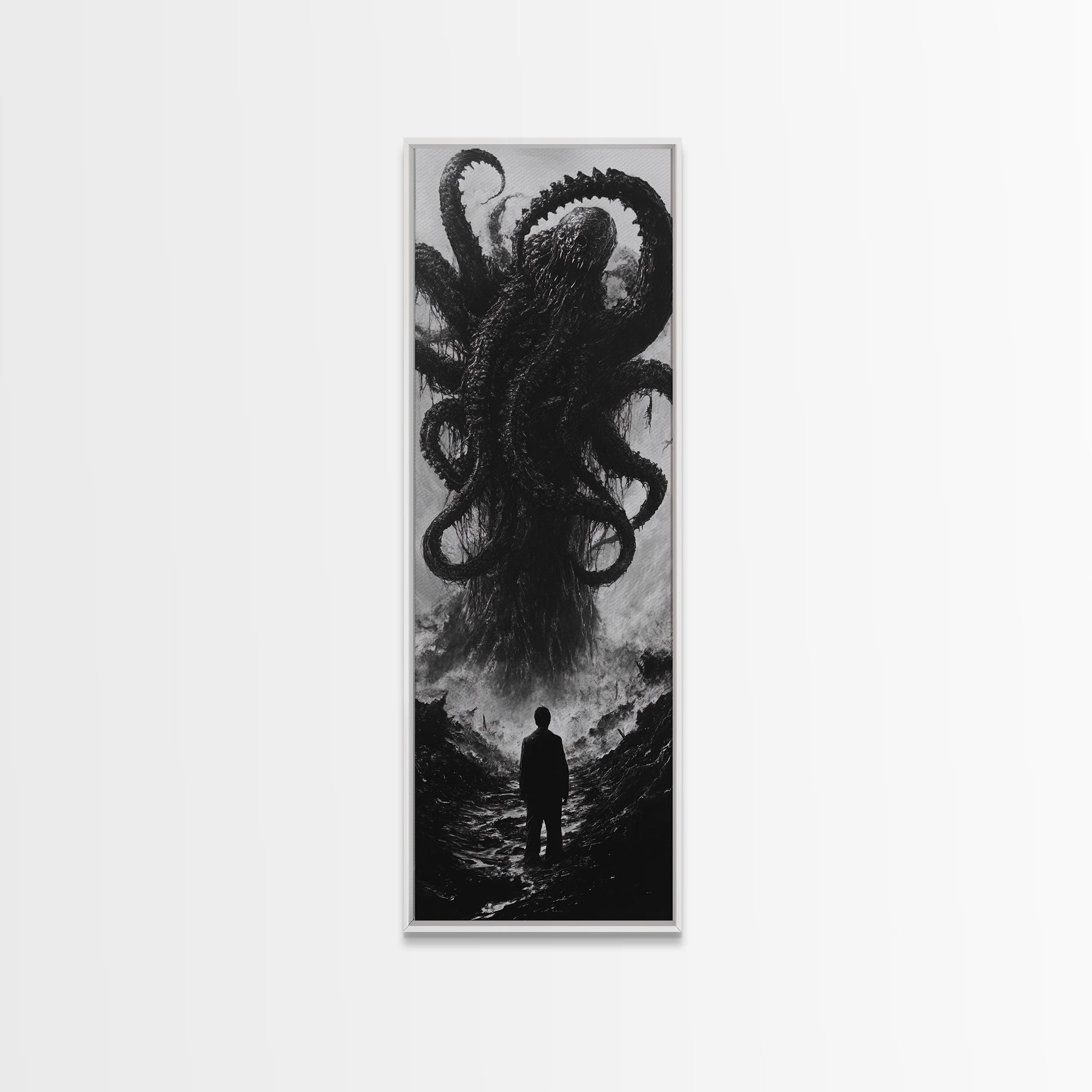 Cosmic Horror Wall Art Framed Canvas, Cthulu Painting, Lovecraftian Style Horror Painting, Horror Decor, Halloween Wall Art, Clearance Art