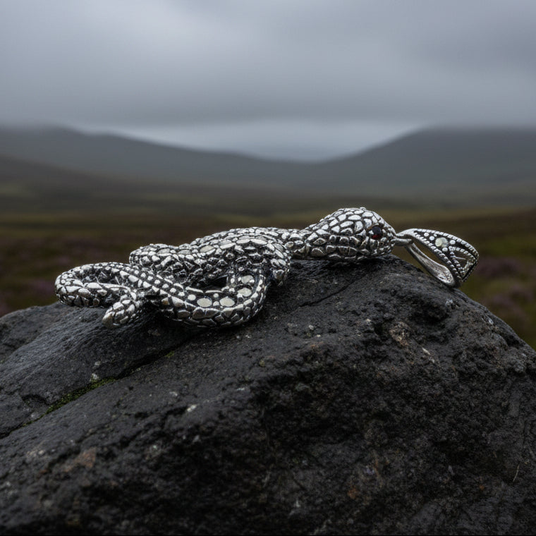 Calantha Marcasite Snake Necklace in Sterling Silver