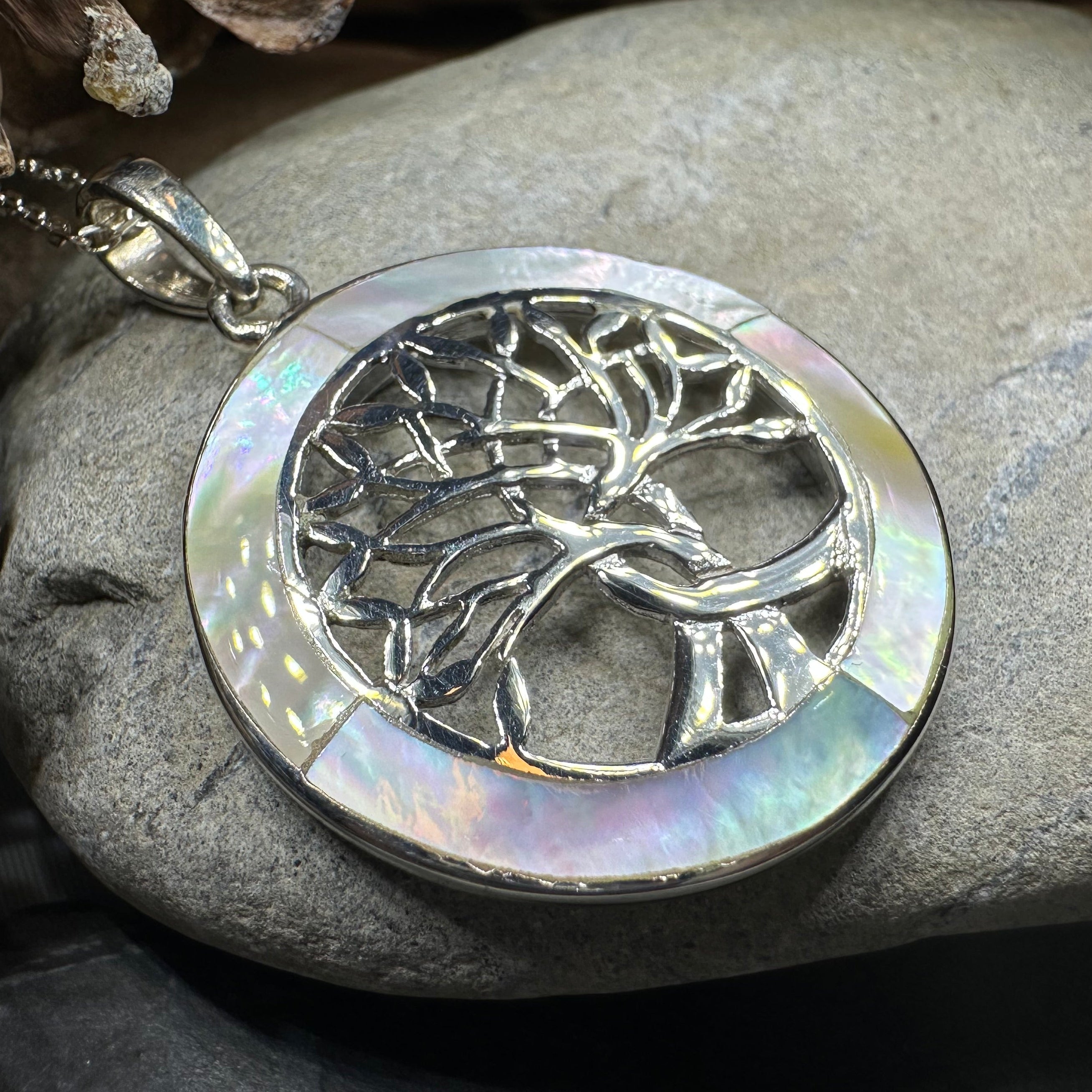 Carmina Tree of Life Shell Necklace in Sterling Silver