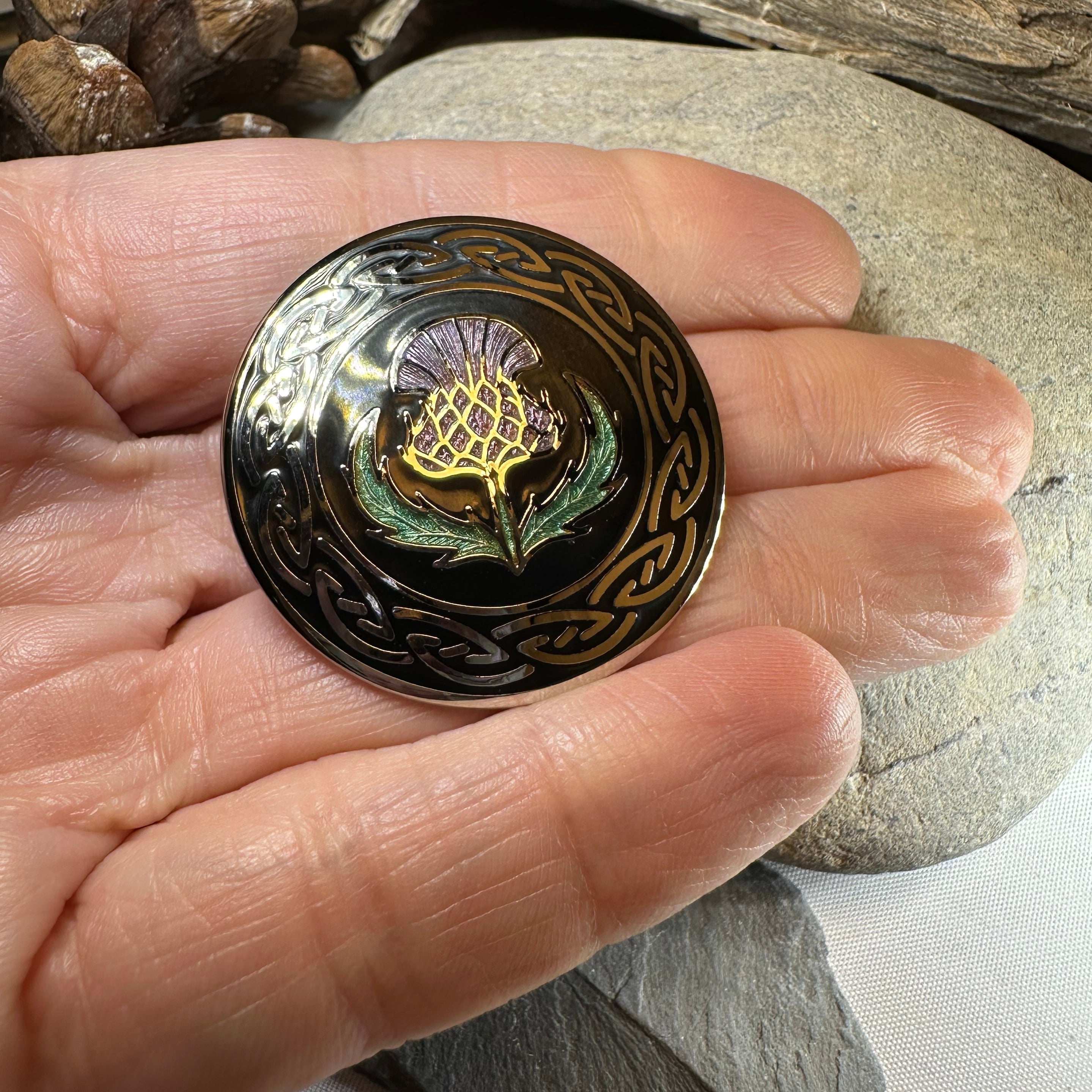 Thistle Enamel Brooch