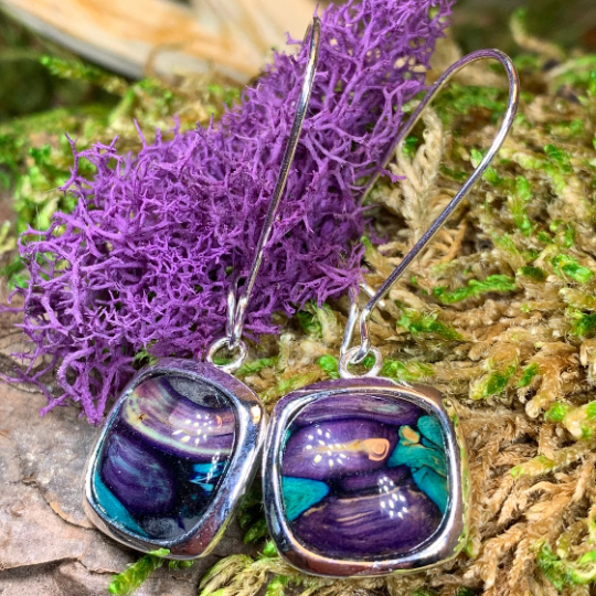 Heathergems Celtic Square Earrings - Handmade in Scotland
