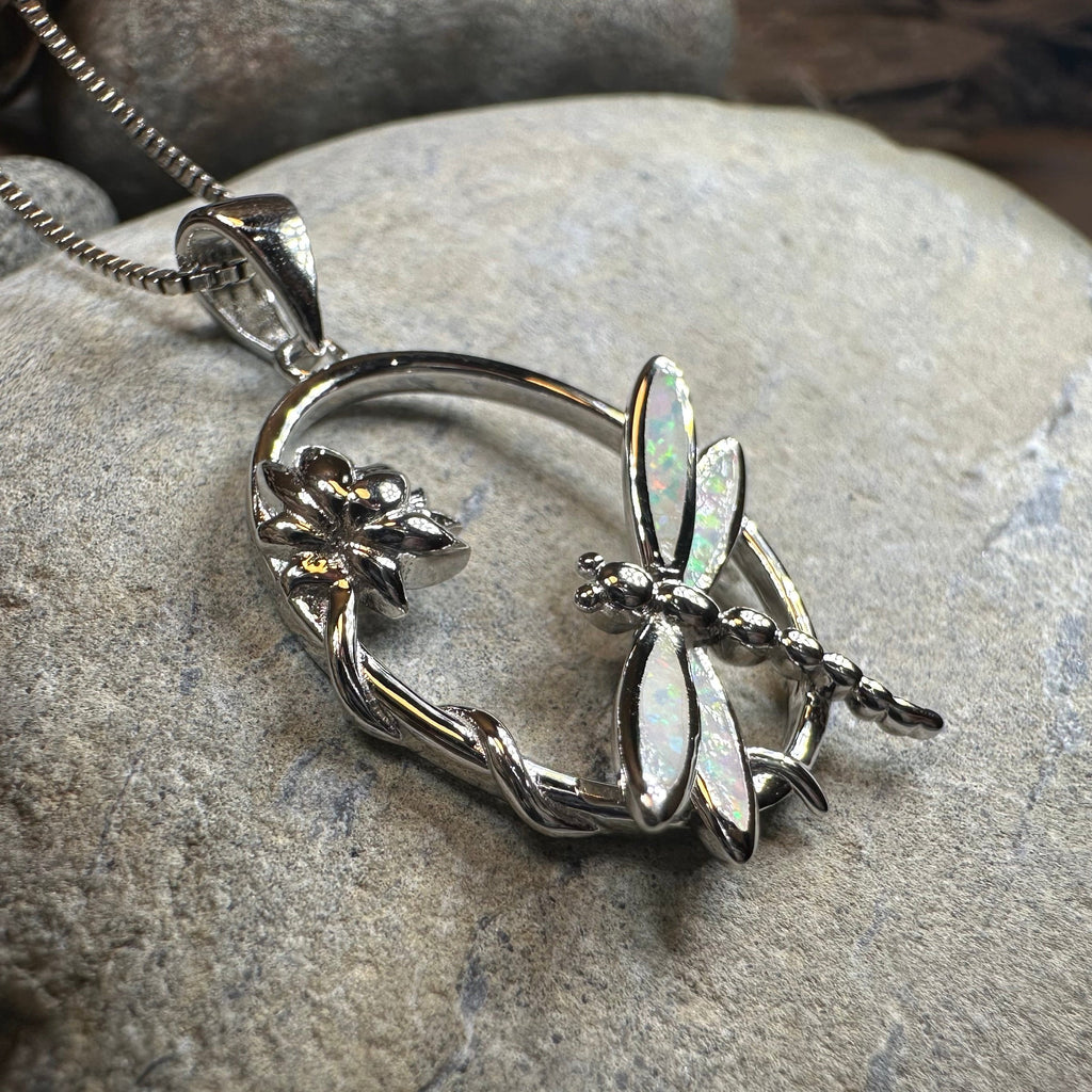 Waterfall Dragonfly and Lotus Flower Necklace