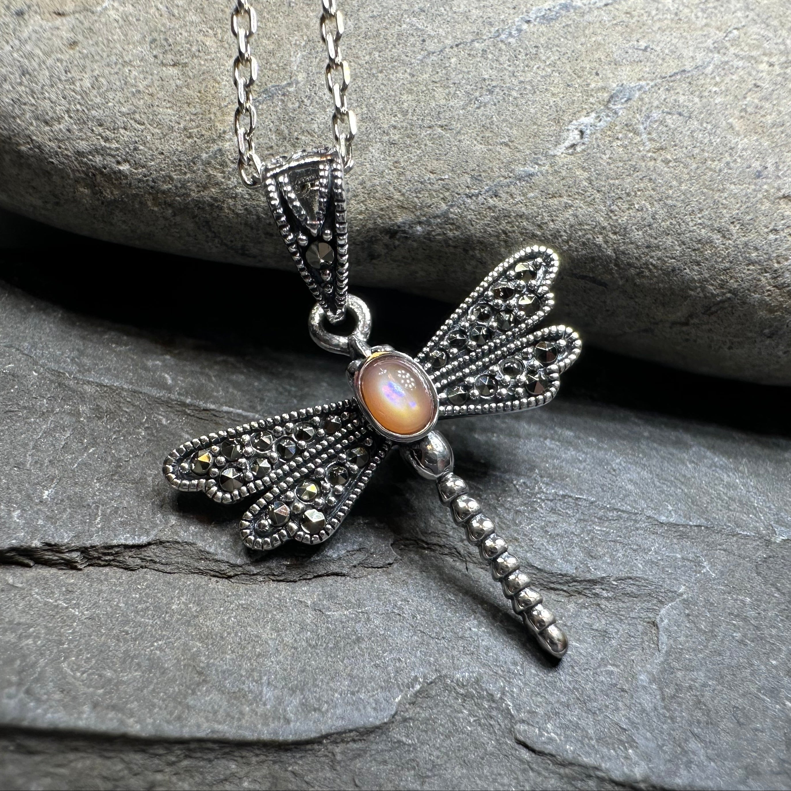 Hope Marcasite Dragonfly Necklace