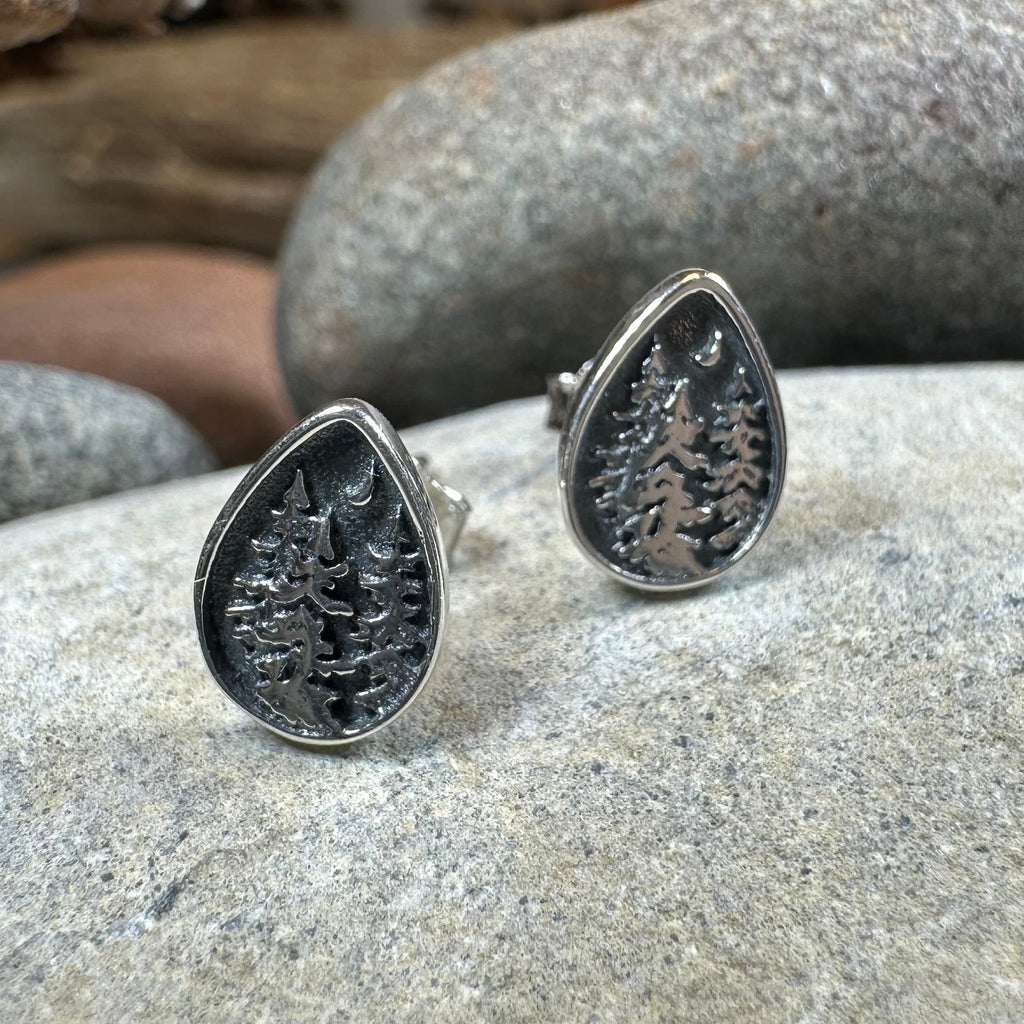 Deep Forest Pine Tree Stud Earrings