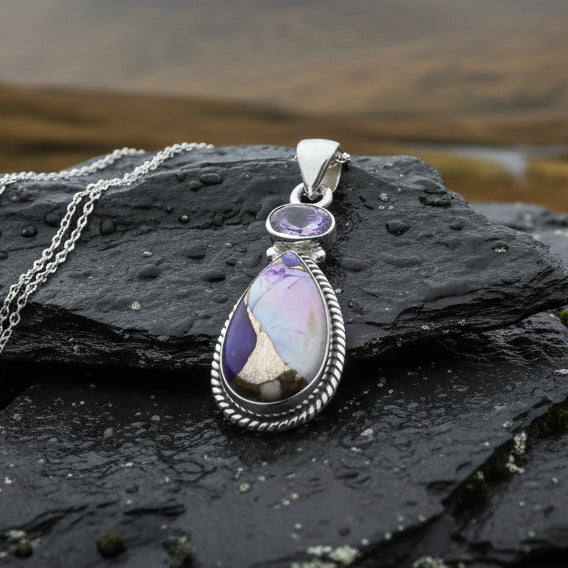 Dahlia Turquoise Necklace in Sterling Silver