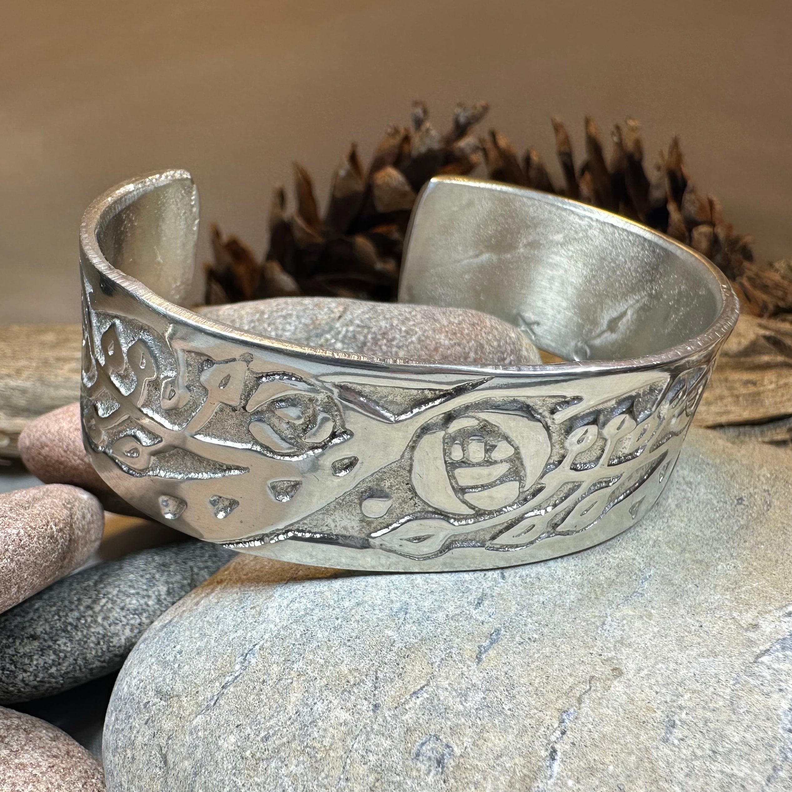 Celtic Mackintosh Flower Cuff Bracelet - Handmade in Scotland
