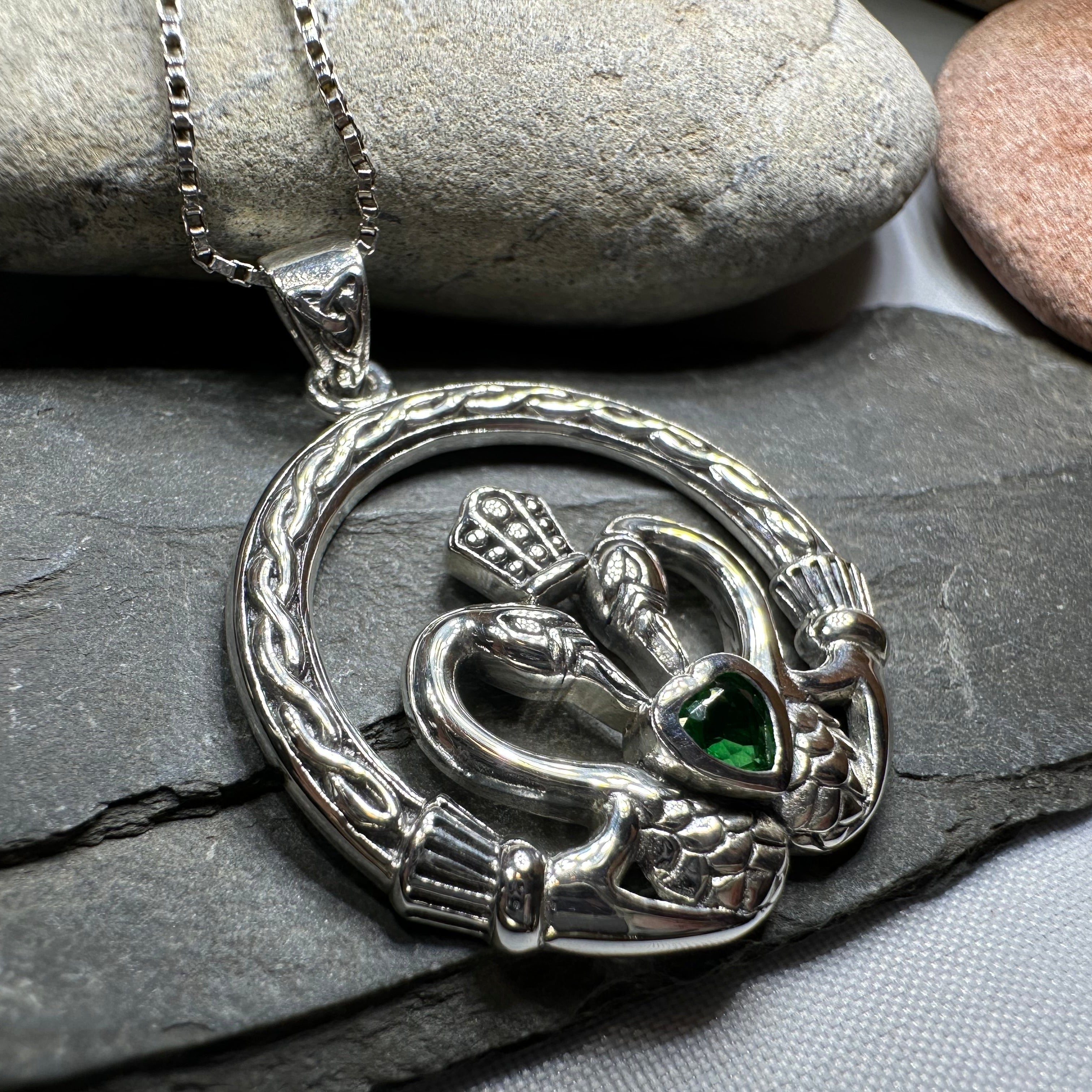 Celtic Swan Claddagh Necklace in Sterling Silver