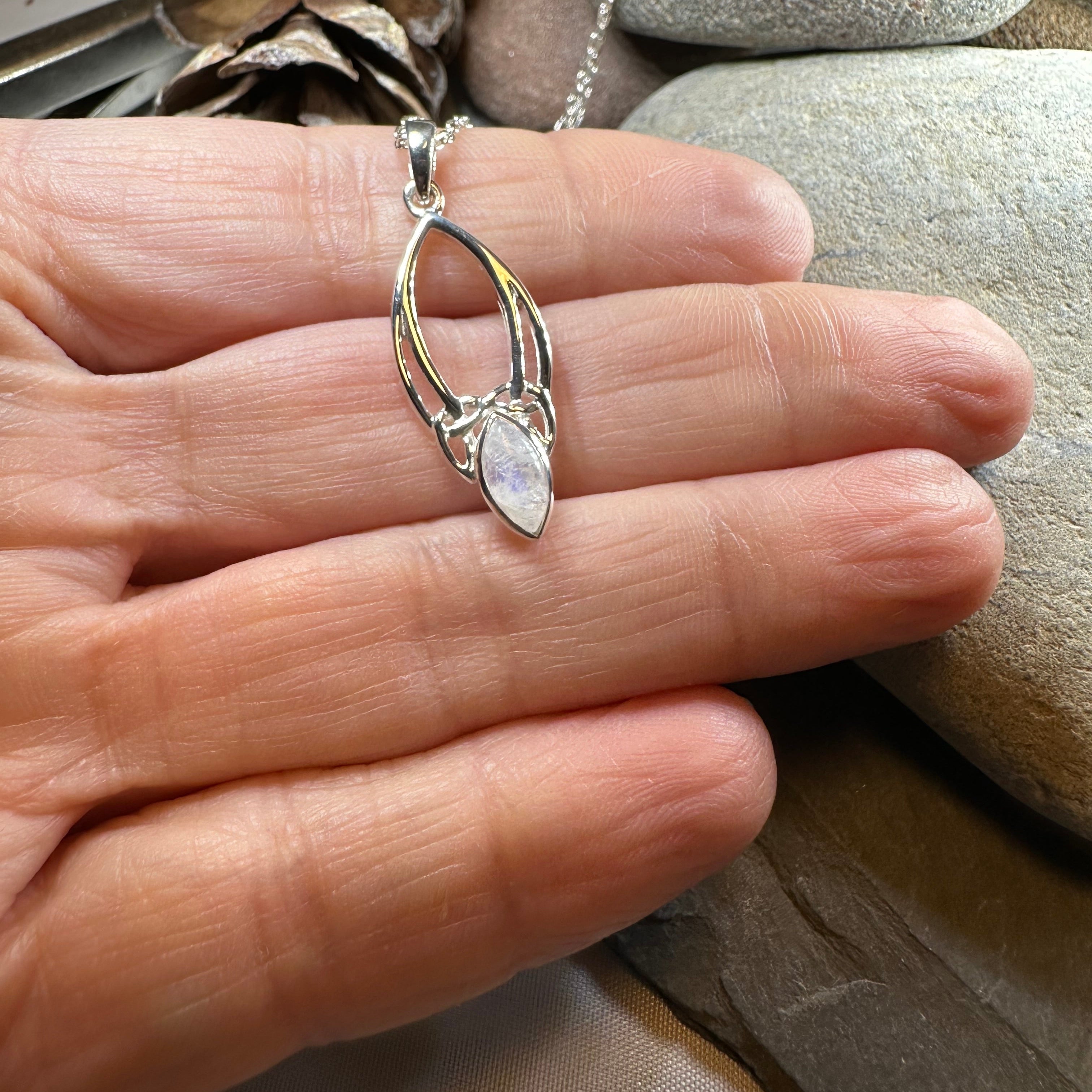 Elegant Moonstone Celtic Trinity Knot Necklace