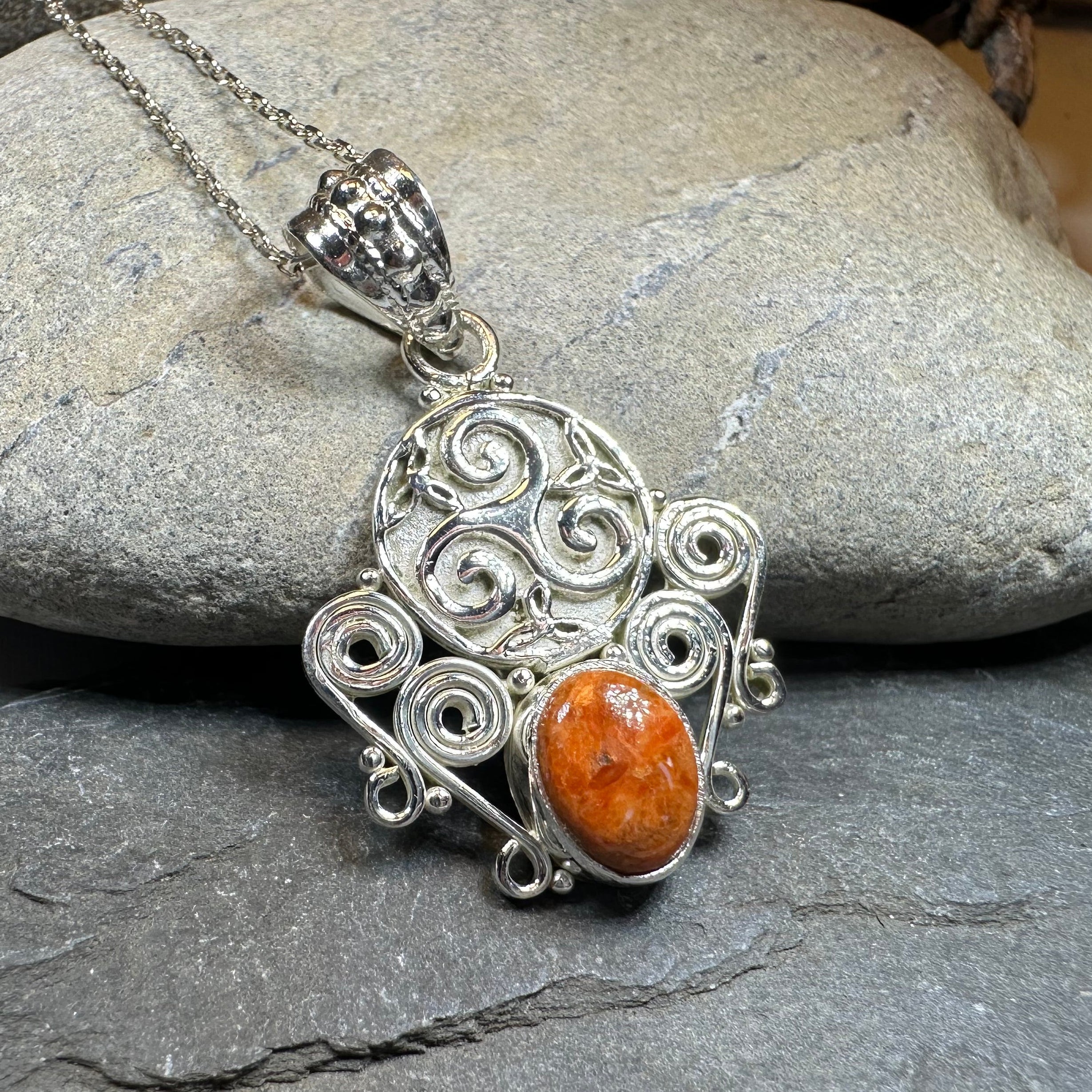 Lyria Celtic Triple Spiral Necklace in Sterling Silver